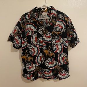 Short sleeve western themed pearl snap
